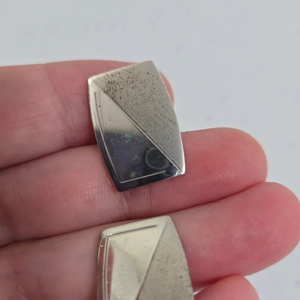 Anson Sterling Cufflinks Silver Textured Basic Everyday Diagonal Matte